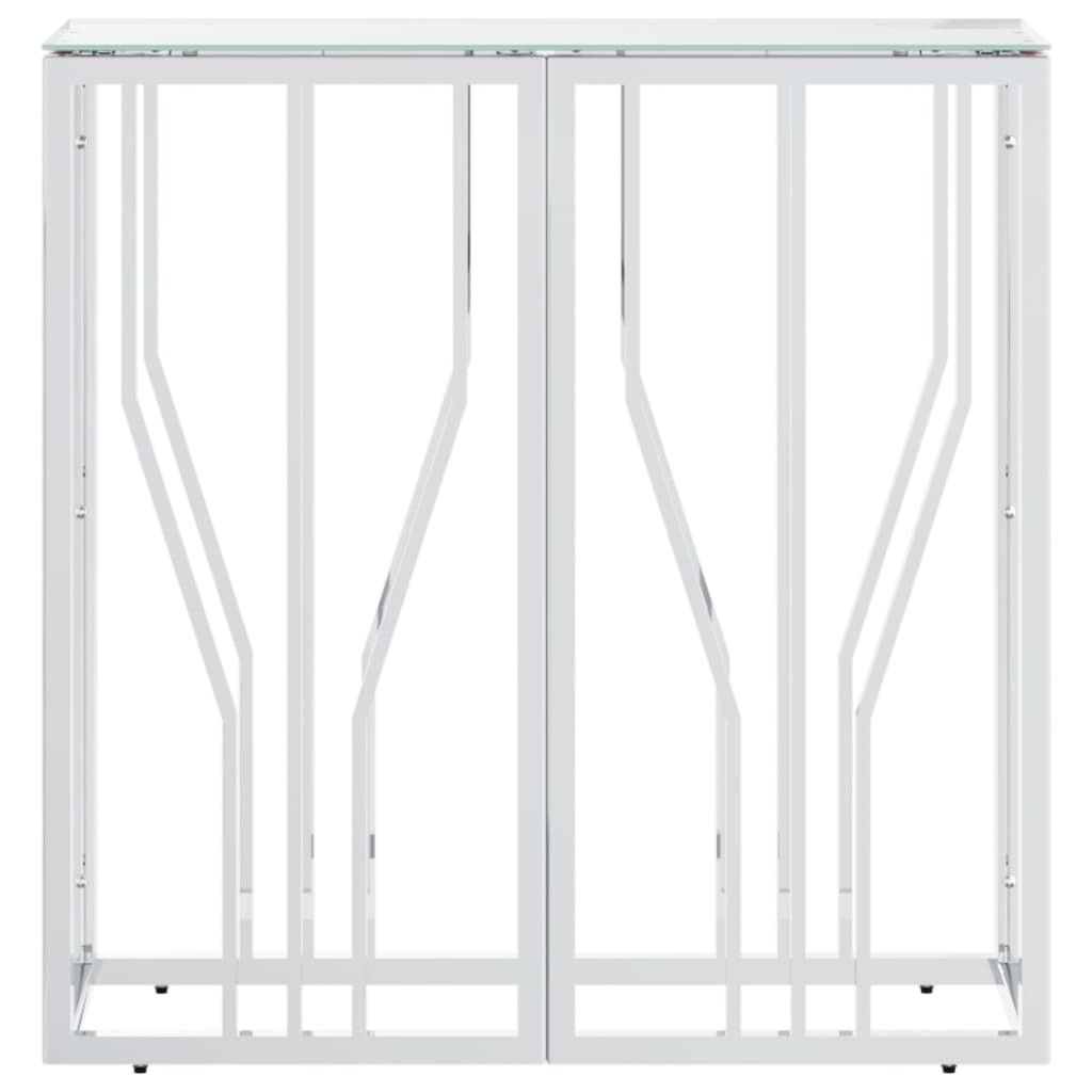 vidaXL Console Table 27.6"x11.8"x27.6" Stainless Steel and Glass-1