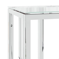 vidaXL Console Table 27.6"x11.8"x27.6" Stainless Steel and Glass-3
