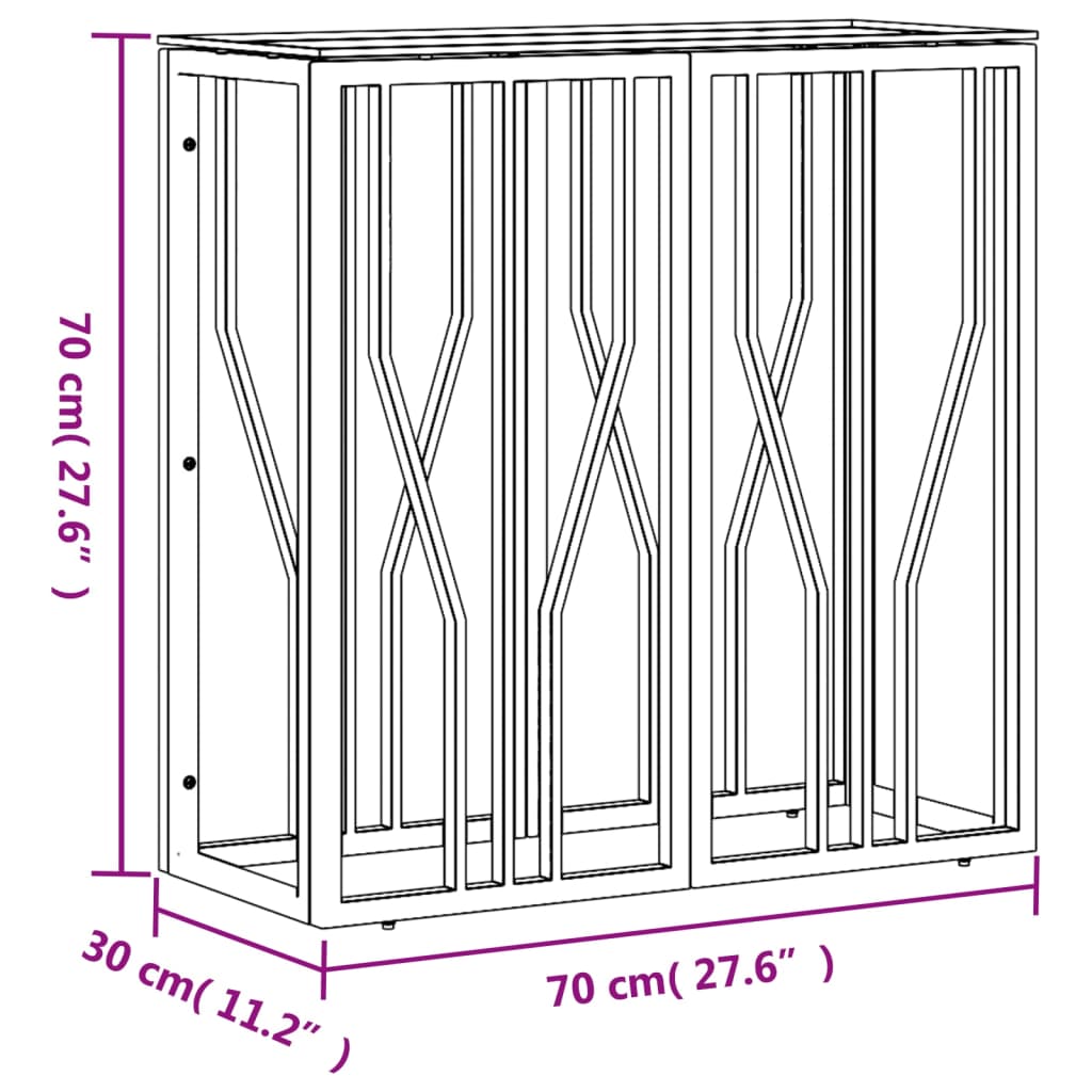 vidaXL Console Table 27.6"x11.8"x27.6" Stainless Steel and Glass-4