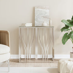 vidaXL Console Table 27.6"x11.8"x27.6" Stainless Steel and Glass-0