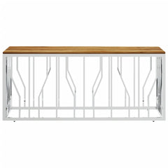 vidaXL Coffee Table Silver Stainless Steel and Solid Wood Acacia-1