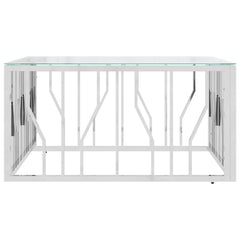 vidaXL Coffee Table 31.5"x31.5"x15.7" Stainless Steel and Glass-1
