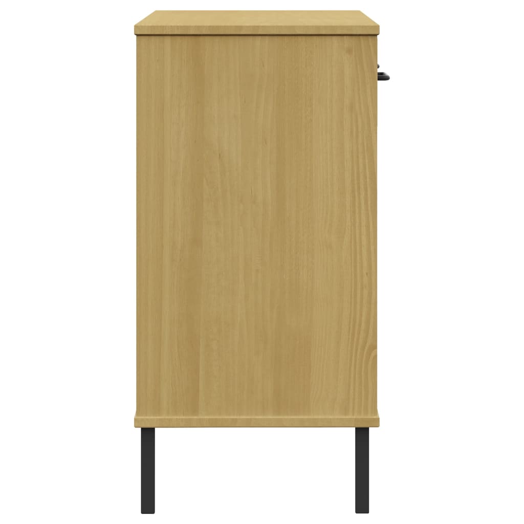 vidaXL Console Cabinet Buffet Storage with Metal Legs Solid Wood Pine OSLO-0
