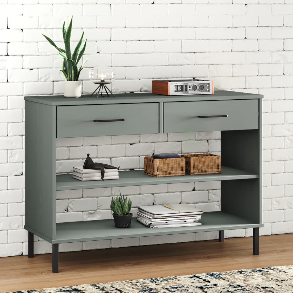 vidaXL Console Cabinet Buffet Storage with Metal Legs Solid Wood Pine OSLO-6