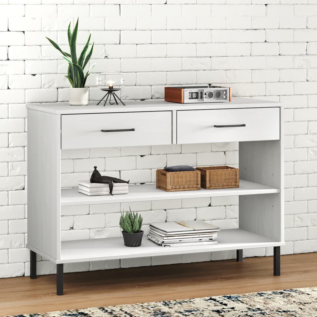 vidaXL Console Cabinet Buffet Storage with Metal Legs Solid Wood Pine OSLO-7