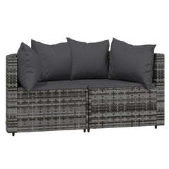 vidaXL 3 Piece Patio Lounge Set with Cushions Gray Poly Rattan-1