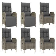 vidaXL 7 Piece Patio Dining Set with Cushions Gray Poly Rattan-2