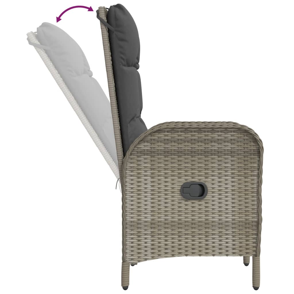vidaXL 7 Piece Patio Dining Set with Cushions Gray Poly Rattan-4