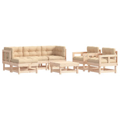 vidaXL Patio Lounge Set with Cushions Outdoor Furniture Set 7 Piece Solid Wood-1