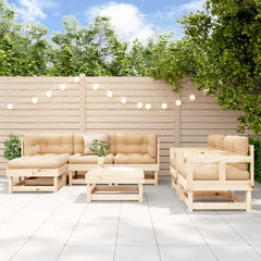 vidaXL Patio Lounge Set with Cushions Outdoor Furniture Set 7 Piece Solid Wood-3