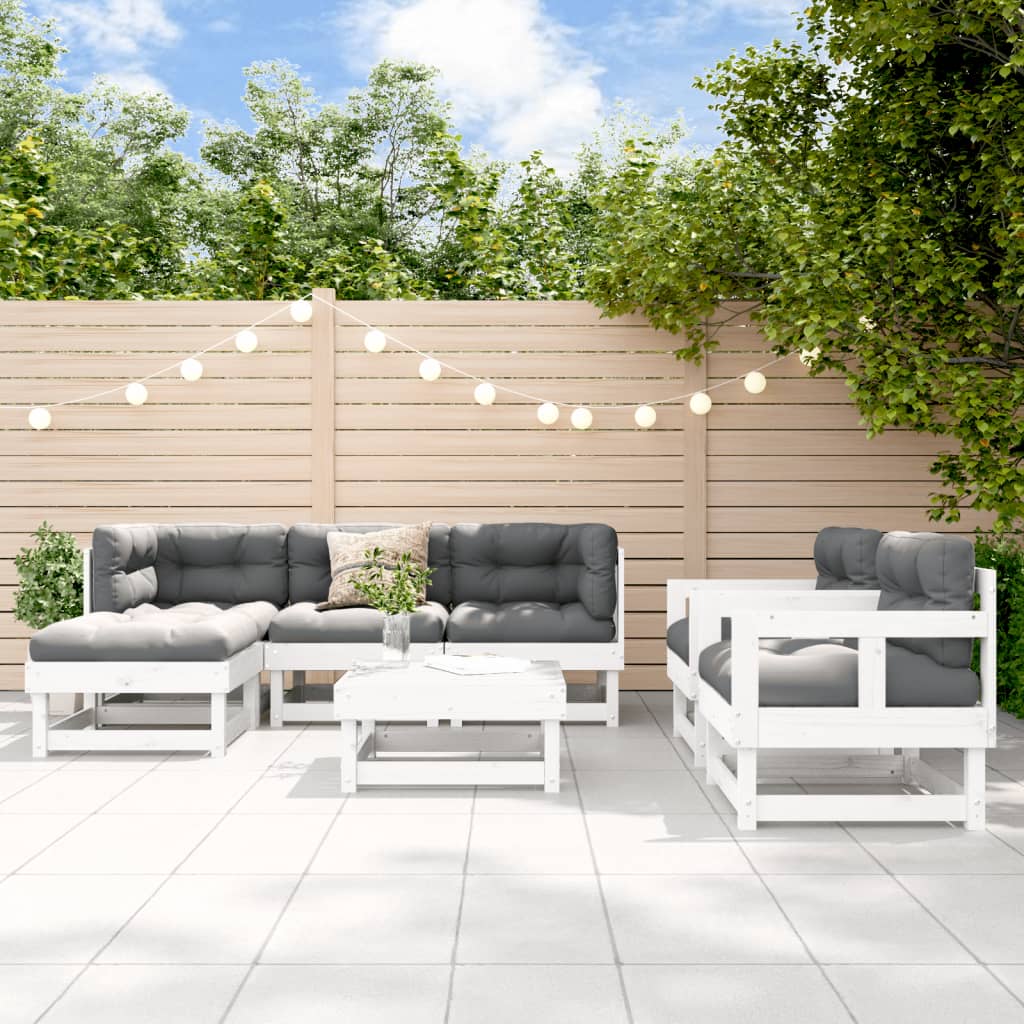 vidaXL Patio Lounge Set with Cushions Outdoor Furniture Set 7 Piece Solid Wood-5