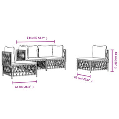 vidaXL 4 Piece Patio Lounge Set with Cushions Anthracite Steel-1