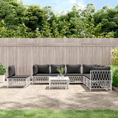 vidaXL 8 Piece Patio Lounge Set with Cushions White Steel-0