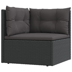 vidaXL 7 Piece Patio Lounge Set with Cushions Black Poly Rattan-3