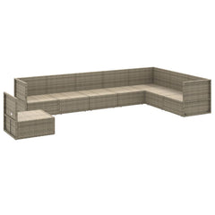 vidaXL 8 Piece Patio Lounge Set with Cushions Gray Poly Rattan-2