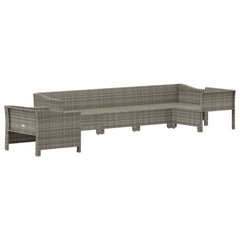 vidaXL 6 Piece Patio Lounge Set with Cushions Gray Poly Rattan-2