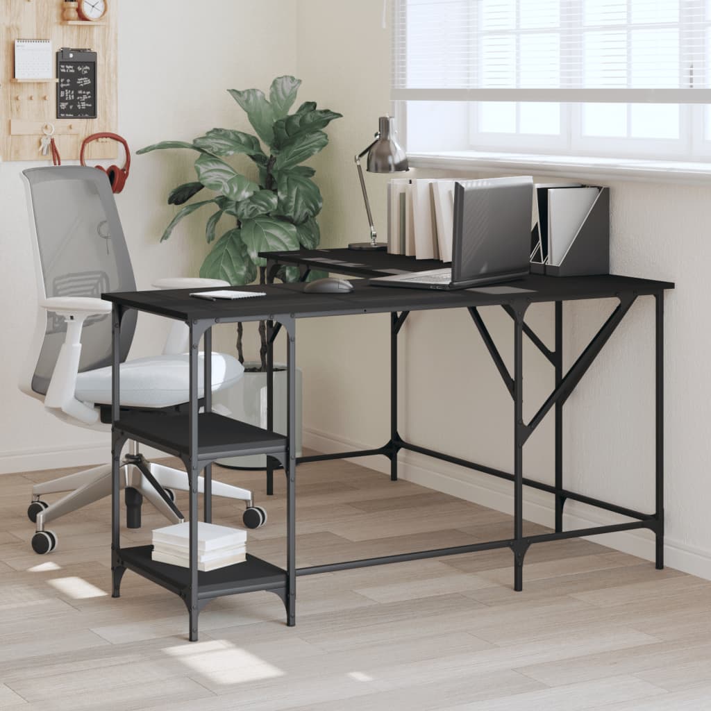 vidaXL Desk Black 54.7"x54.7"x29.5" Engineered Wood-5