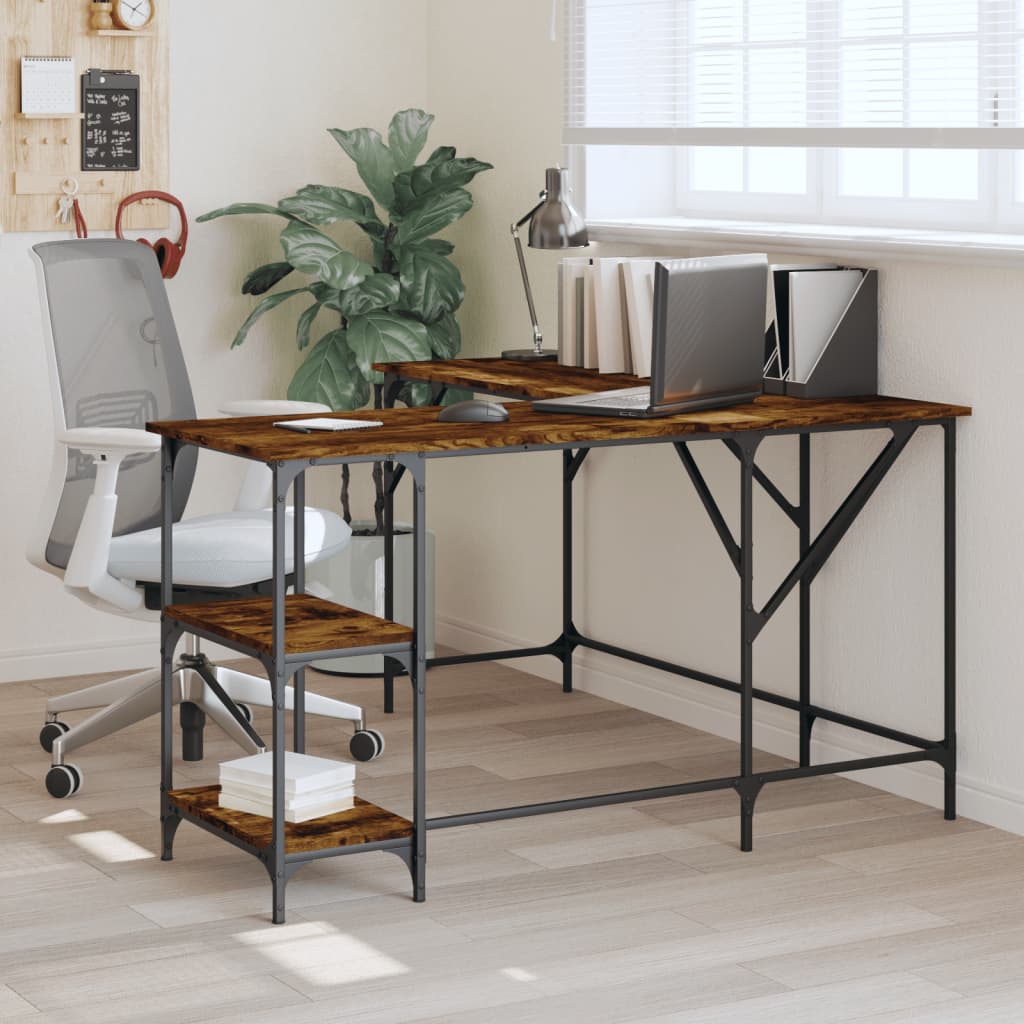 vidaXL Desk Black 54.7"x54.7"x29.5" Engineered Wood-7