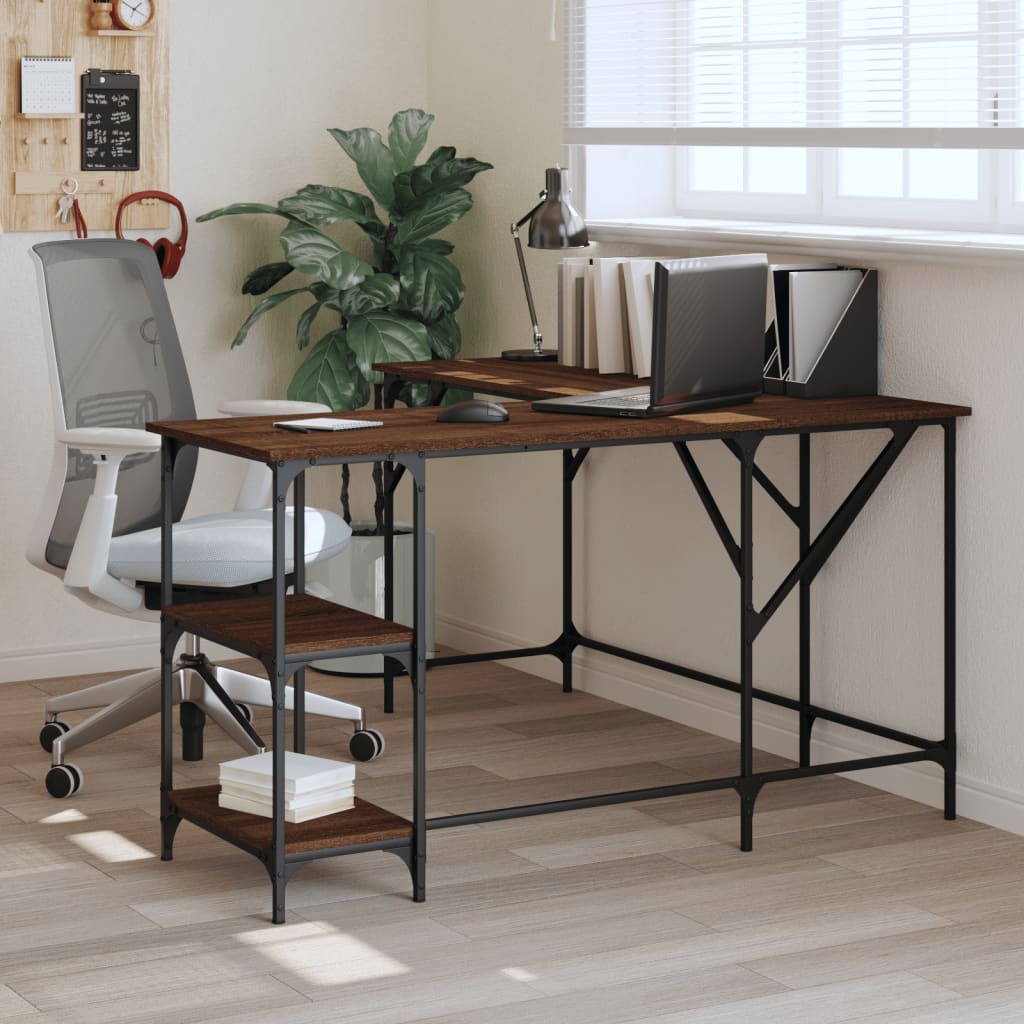 vidaXL Desk Black 54.7"x54.7"x29.5" Engineered Wood-6