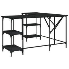 vidaXL Desk Storage L-shape Computer Study Table with Shelves Engineered Wood-1