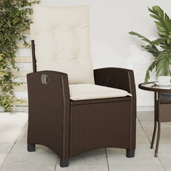 vidaXL Reclining Patio Chairs 2 pcs with Cushions Brown Poly Rattan-2