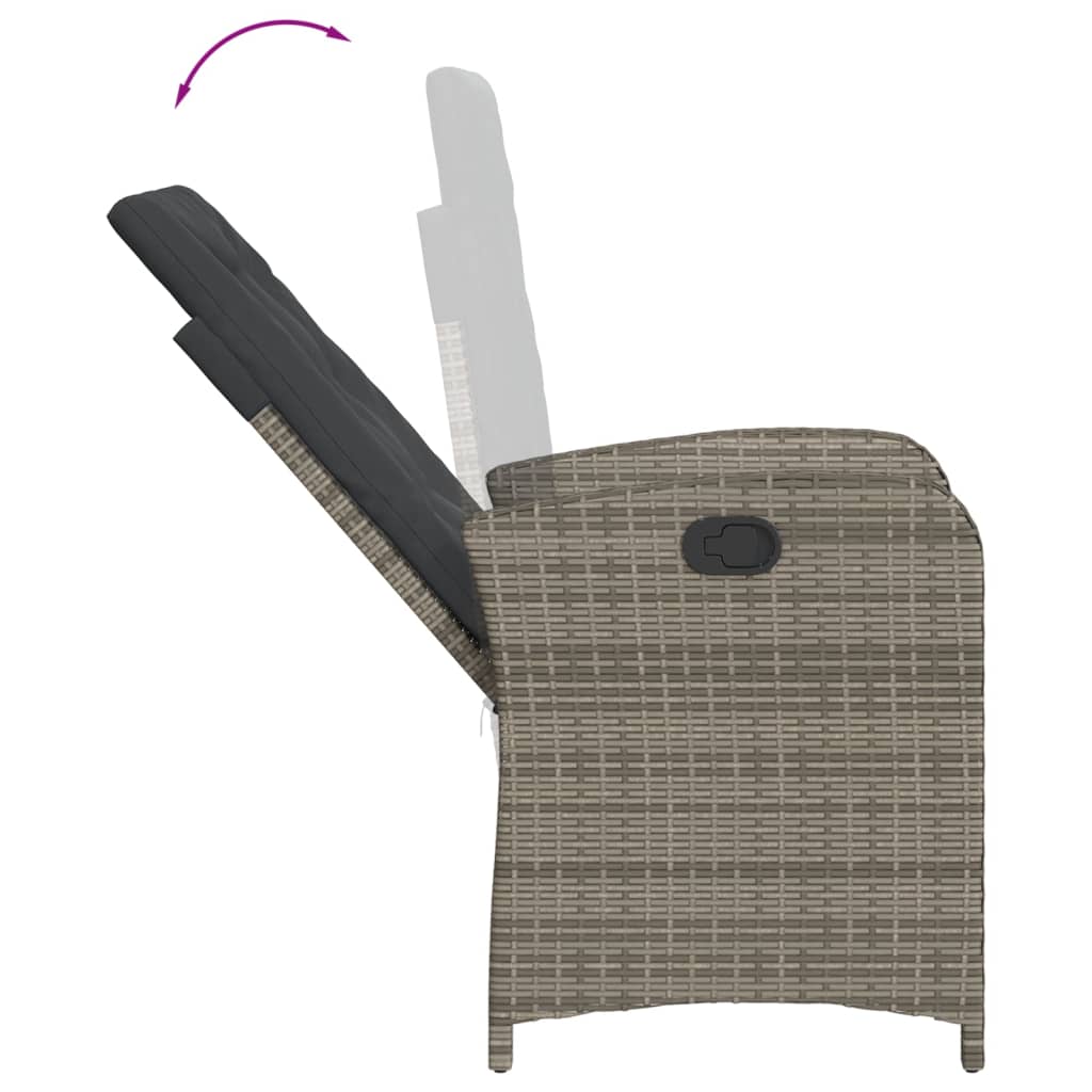 vidaXL 9 Piece Patio Dining Set with Cushions Gray Poly Rattan-4