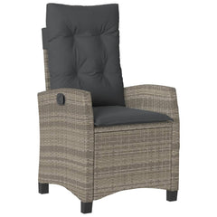 vidaXL 9 Piece Patio Dining Set with Cushions Gray Poly Rattan-3