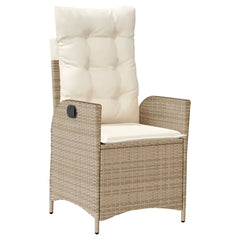 vidaXL 7 Piece Patio Dining Set with Cushions Beige Poly Rattan-2