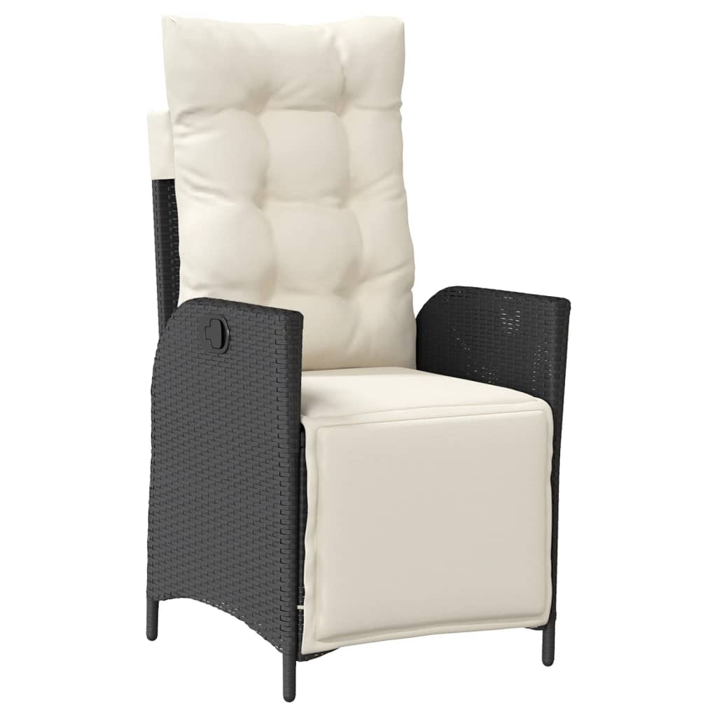 vidaXL 9 Piece Patio Dining Set with Cushions Black Poly Rattan-4