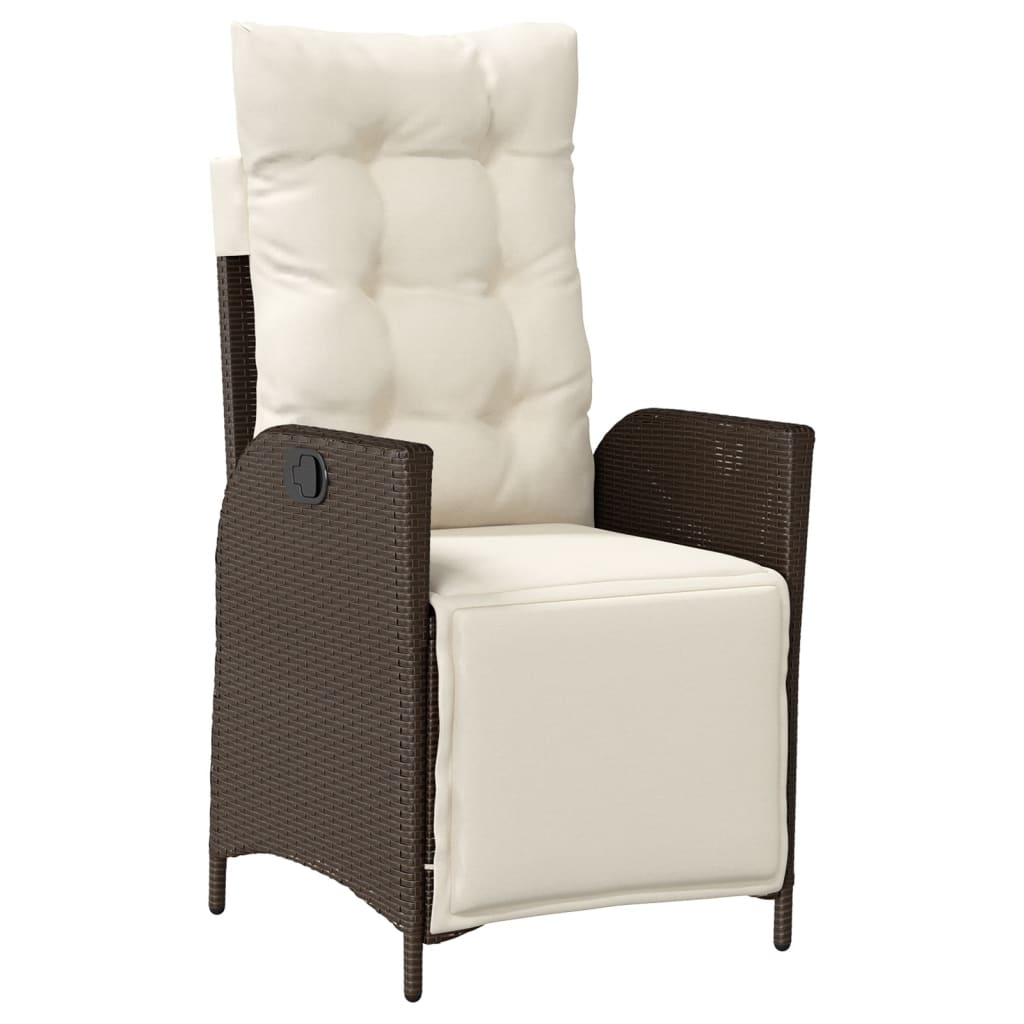 vidaXL 7 Piece Patio Dining Set with Cushions Brown Poly Rattan-4