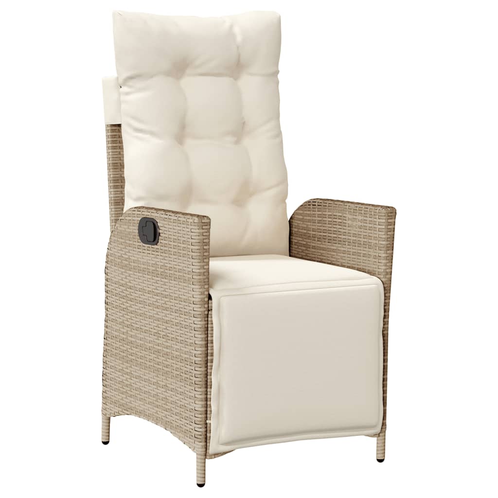 vidaXL 3 Piece Patio Dining Set with Cushions Beige Poly Rattan-4