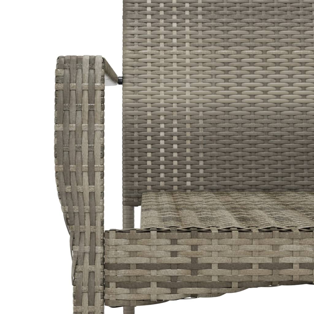vidaXL 7 Piece Patio Dining Set with Cushions Gray Poly Rattan-4