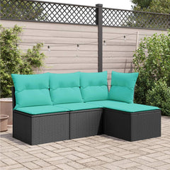 vidaXL Patio Stool with Cushion Black 21.7"x21.7"x14.6" Poly Rattan-1