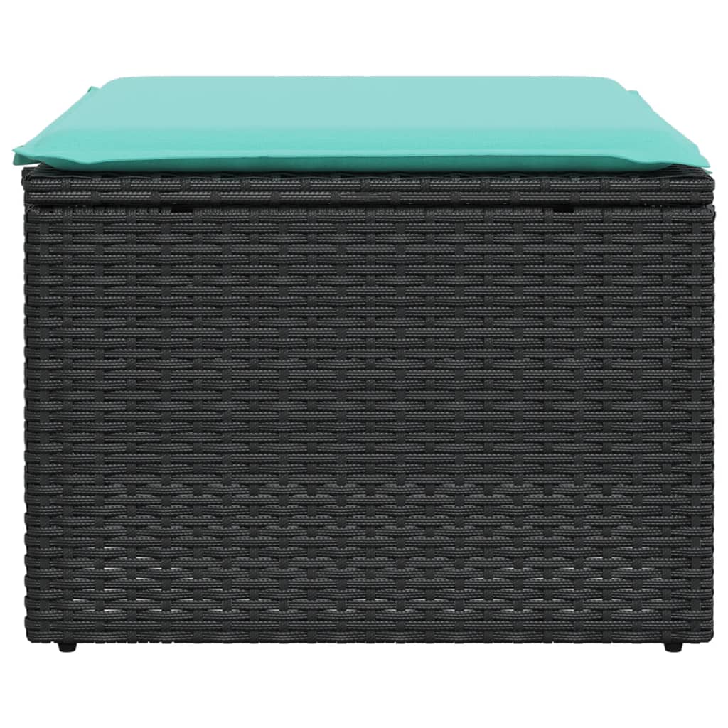 vidaXL Patio Stool with Cushion Black 21.7"x21.7"x14.6" Poly Rattan-2