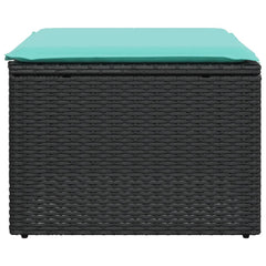 vidaXL Patio Stool with Cushion Black 21.7"x21.7"x14.6" Poly Rattan-2