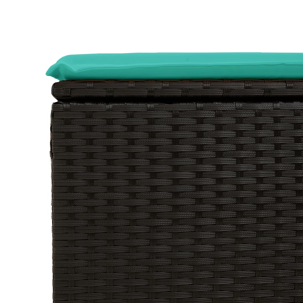 vidaXL Patio Stool with Cushion Black 21.7"x21.7"x14.6" Poly Rattan-3