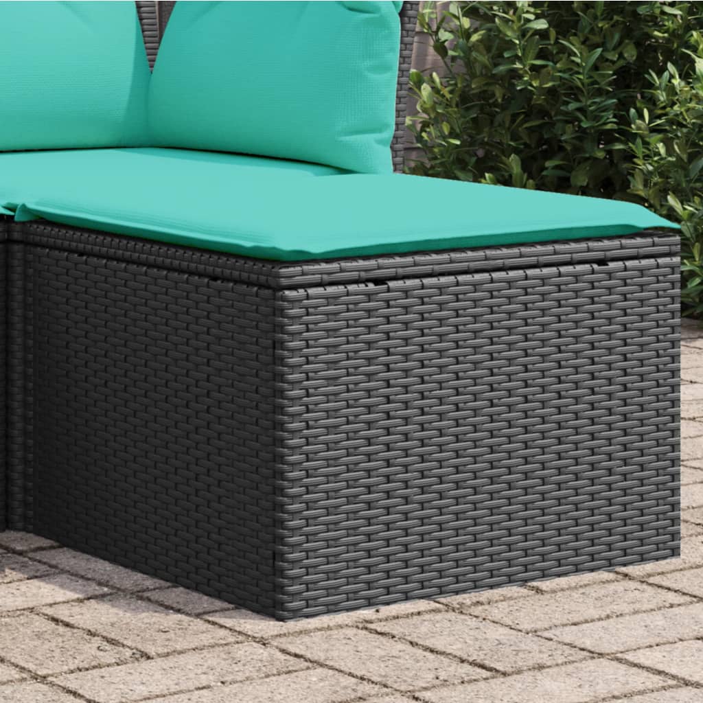 vidaXL Patio Stool with Cushion Black 21.7"x21.7"x14.6" Poly Rattan-0