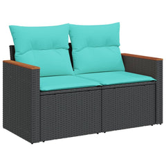 vidaXL 13 Piece Patio Sofa Set with Cushions Black Poly Rattan-1