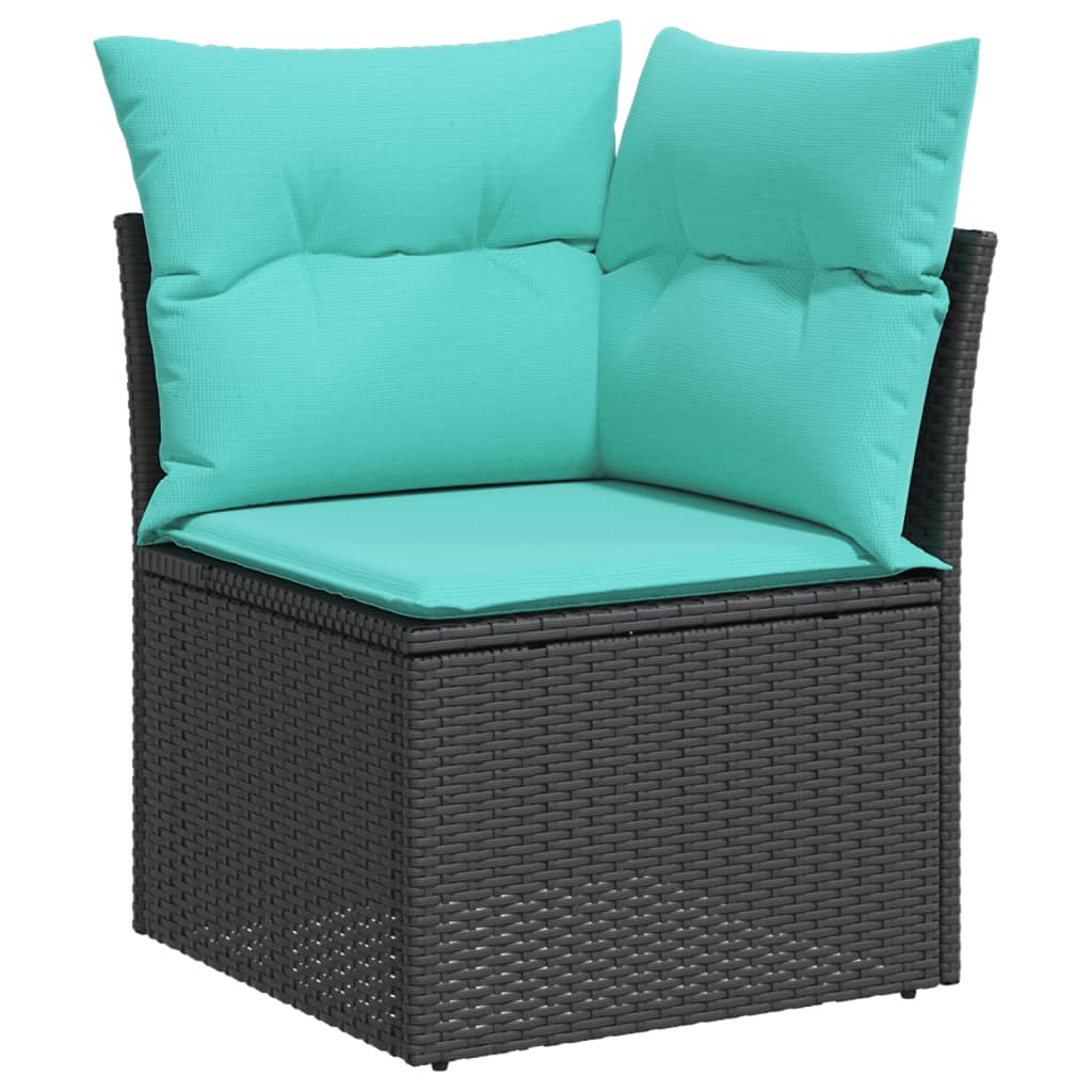 vidaXL 13 Piece Patio Sofa Set with Cushions Black Poly Rattan-2