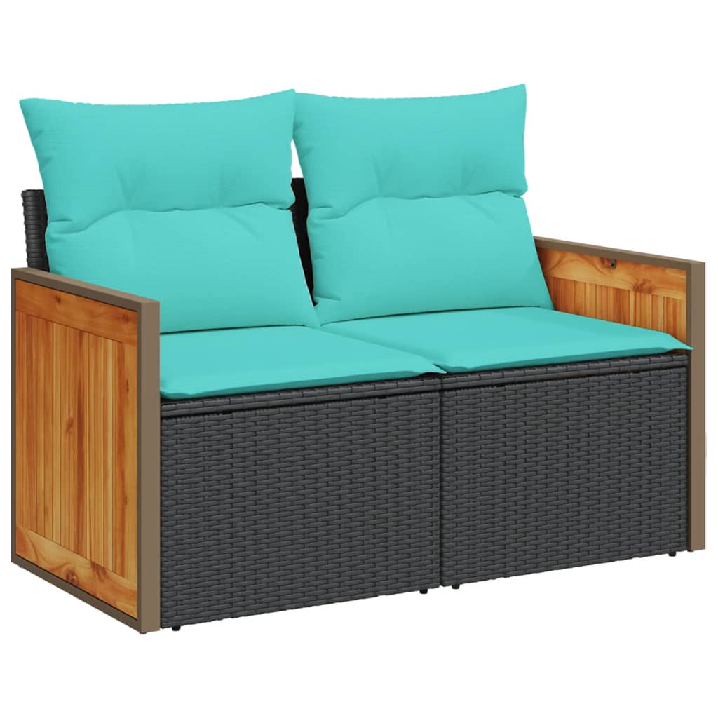 vidaXL 10 Piece Patio Sofa Set with Cushions Black Poly Rattan-3