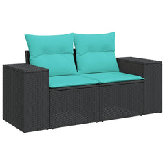 vidaXL 7 Piece Patio Sofa Set with Cushions Black Poly Rattan-1