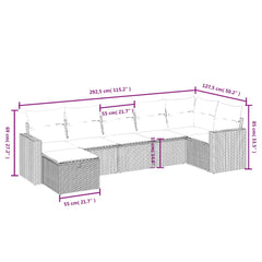 vidaXL 7 Piece Patio Sofa Set with Cushions Black Poly Rattan-1