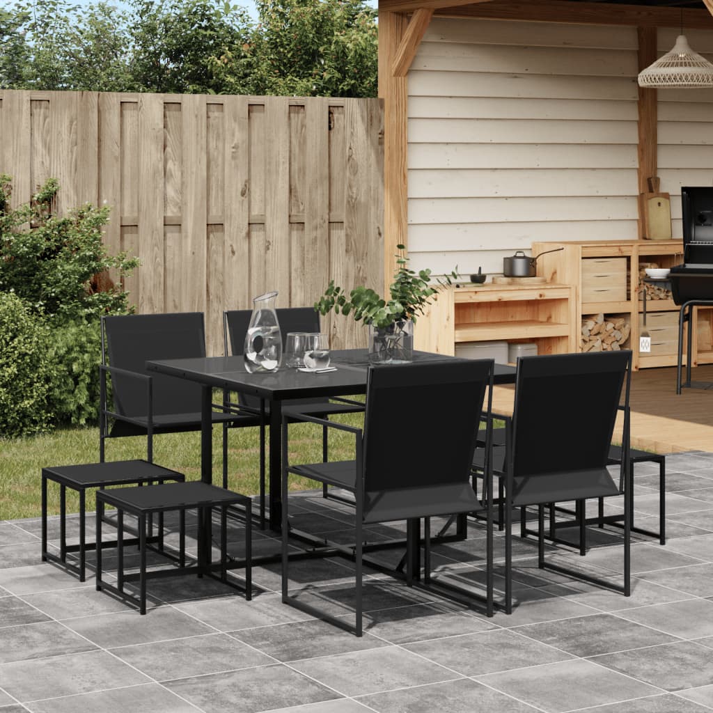 vidaXL Patio Dining Set Table and Chair Garden Outdoor Furniture Black Textilene-1