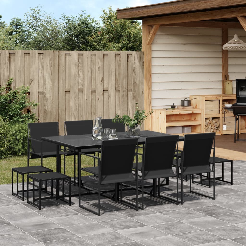 vidaXL Patio Dining Set Table and Chair Garden Outdoor Furniture Black Textilene-0