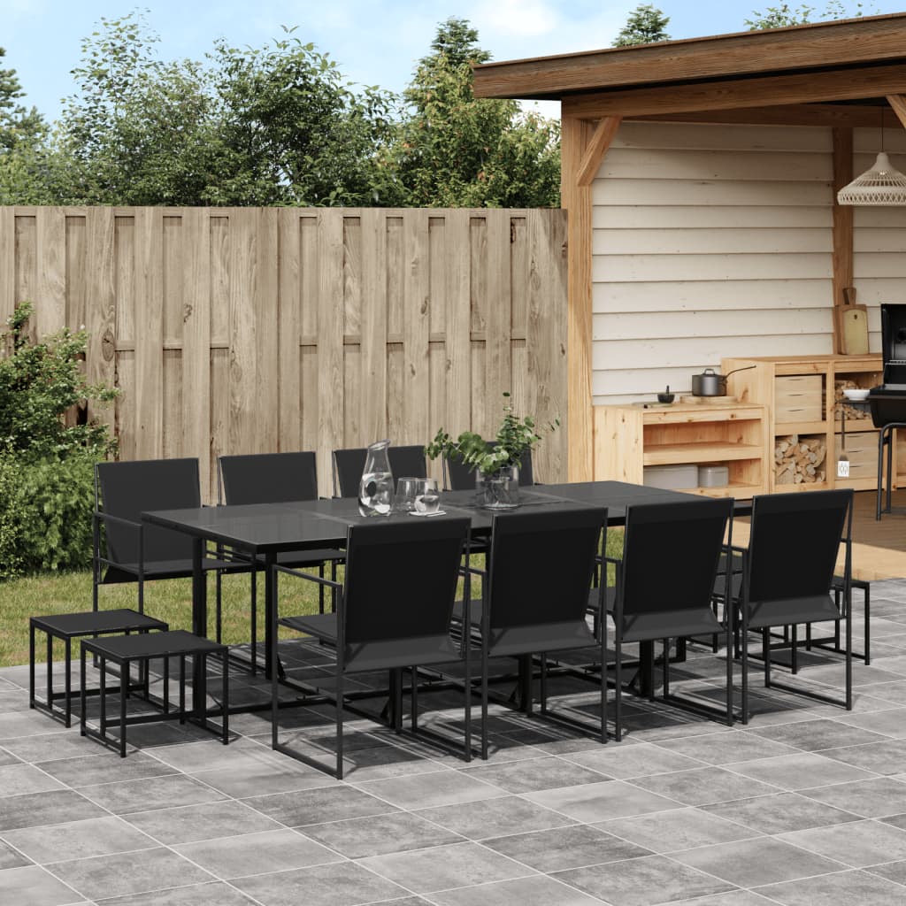 vidaXL Patio Dining Set Table and Chair Garden Outdoor Furniture Black Textilene-3