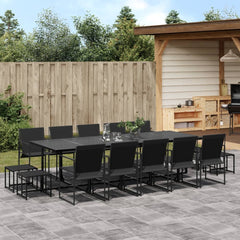 vidaXL Patio Dining Set Table and Chair Garden Outdoor Furniture Black Textilene-2
