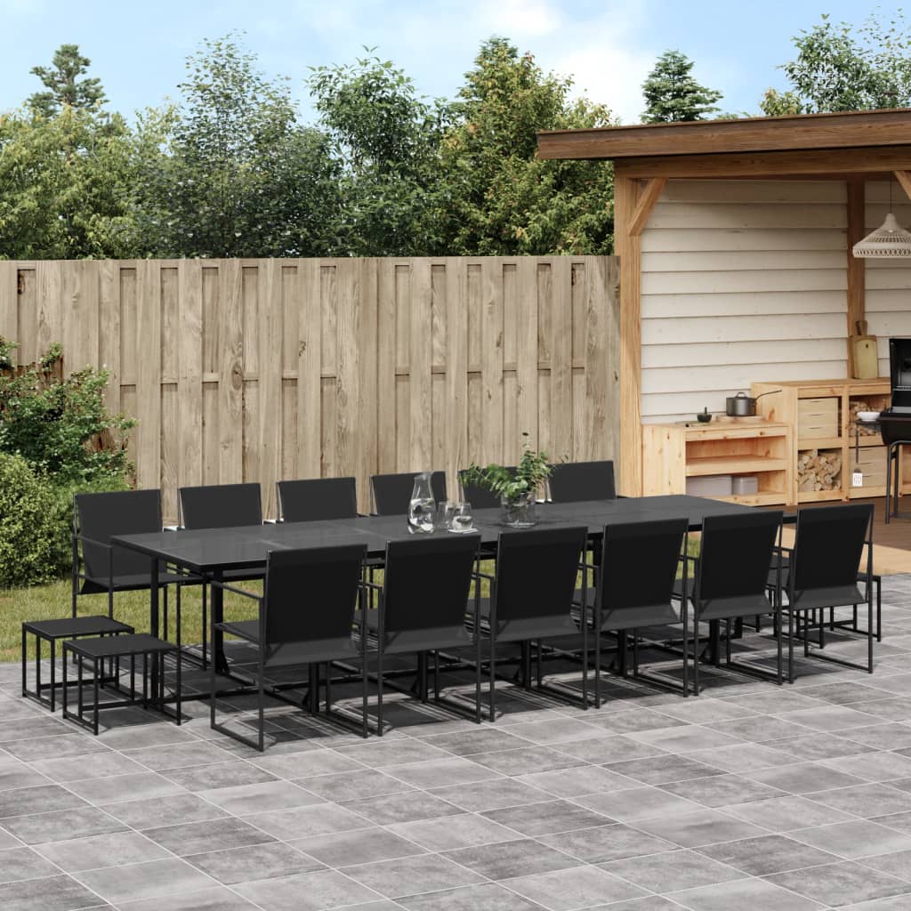 vidaXL Patio Dining Set Table and Chair Garden Outdoor Furniture Black Textilene-4
