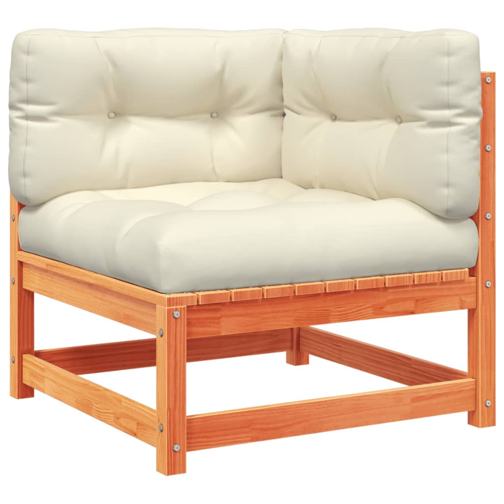 vidaXL 6 Piece Patio Sofa Set with Cushions Wax Brown Solid Wood Pine-3