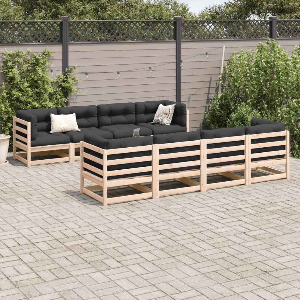 vidaXL 9 Piece Patio Sofa Set with Cushions Solid Wood Pine-1