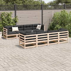 vidaXL 9 Piece Patio Sofa Set with Cushions Solid Wood Pine-2